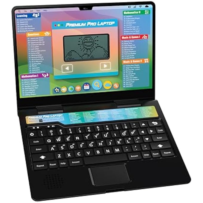 rayihni PREMIUM PRO LAPTOP FOR KIDS | INTERACTIVE EDUCATIONAL LEARNING LAPTOP TOY | 60 FUN ACTIVITIES | TEACHES LETTERS, NUMBERS, MATH, MUSIC & GAMES | LARGE LCD SCREEN | QWERTY KEYBOARD - Image 2
